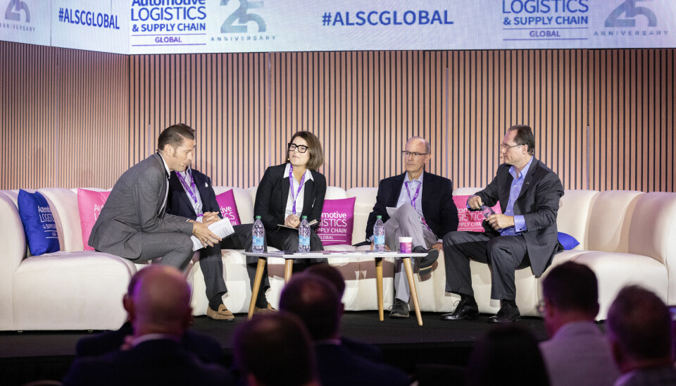 (L to R) Christopher Ludwig, Automotive Logistics, Nikki Logsdon, GM, Patrick Bauer, IAC Group and Beat Simon, DP World
