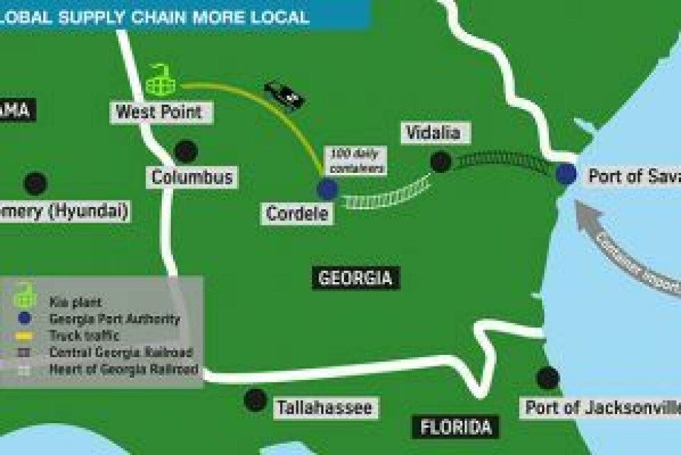 Kia West Point: Midnight freight trains to Georgia Kia-inland-port-map-300x200