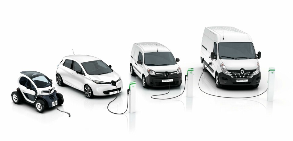 EVs, such as the ones in this Renault range, use rechargeable Li-ion batteries. MAL’s Jackson proposes the use of exchangeable Al-air batteries, which he claims could provide a significantly bigger range. Credit: Renault Renault EVs