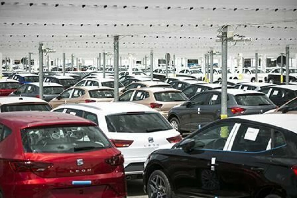 Vehicle storage compounds are used as distribution centres Finished SEAT cars parked in loading area