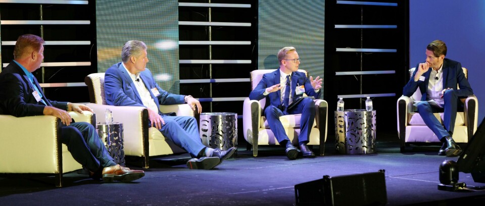 [From left to right: Michael Anderson, vice-president of automotive industrial vertical, Maersk, Matthew Pohlmann, vice-president of supply chain operations, First Brands; Maxim Serov, director of supply chain management, Benteler Automotive; Ultima Media’s editor-in-chief, Chris Ludwig P1188002