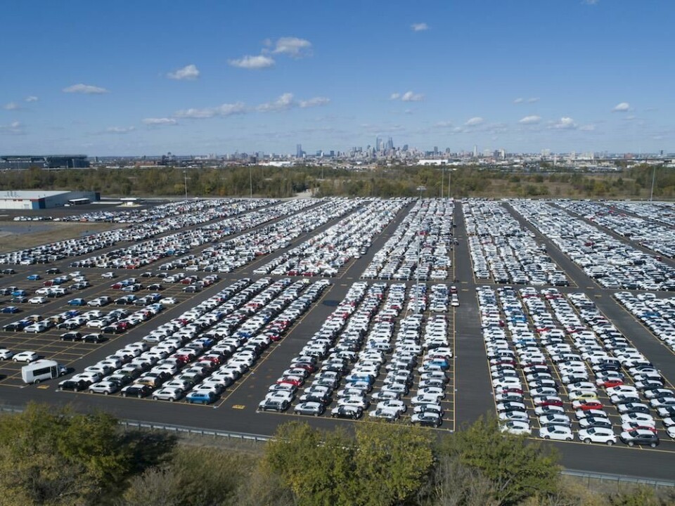 Room for manoeuvre with Glovis at Philaport Southport Auto Terminal aerial photo - PhilaPort