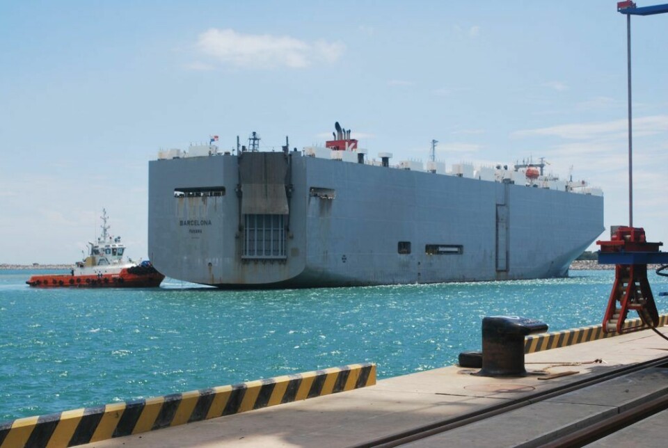 Shipping focus: The unexpected rise of Hambantota port Car carrier MV Barcelona being berthed at Hambantota Port, Sri Lanka copy