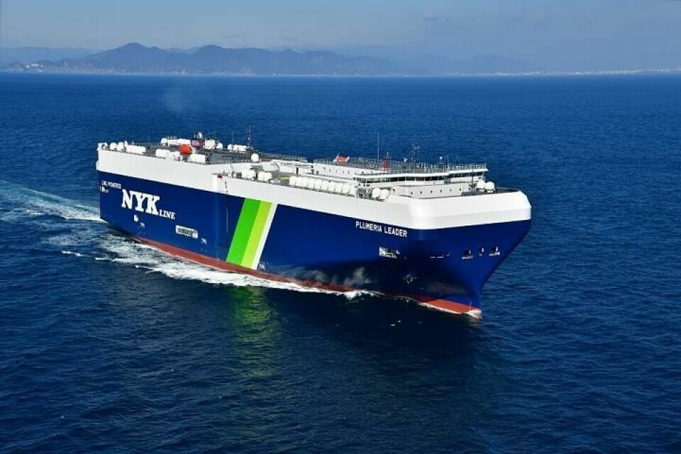 NYK’s Plumeria Leader LNG-fuelled pure car and truck carrier is 40% more energy efficient than comparable bunker-fuelled vessels according to the company Plumeria Leader LNG PCTC