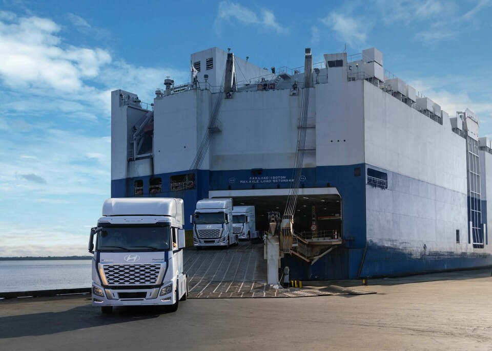 The trucks were imported from South Korea through the port of Brunswick in the US state of Georgia XCIENTHydrogenFuelCellTrucksforHMGMACleanLogistics02