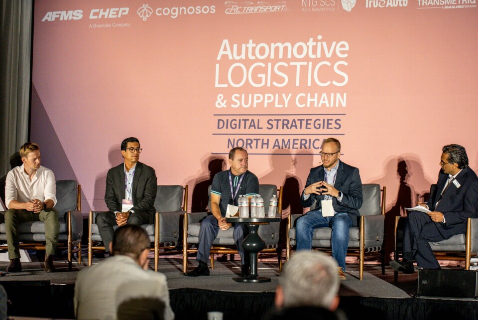 (R to L) Alexander Style, Vinturas; Ricardo Manzanera, Forvia; David Eyes, TrueCommerce; David Herb, Toyota and Riad Mannan, Automotive Logistics ALSC DS NA Nashville 2024 Alexander Styles, Vinturas, Ricardo Manzanera, Forvia, David Eyes, TrueCommerce, David Herb, Toyota and Riad Mannan, Automotive Logistics