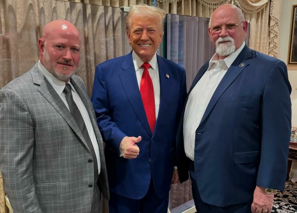 Trump meets ILA executive vice-president Dennis Daggett (left) and ILA president Harold Daggett to discuss dispute with USMX Trump meets ILA Daggett FB