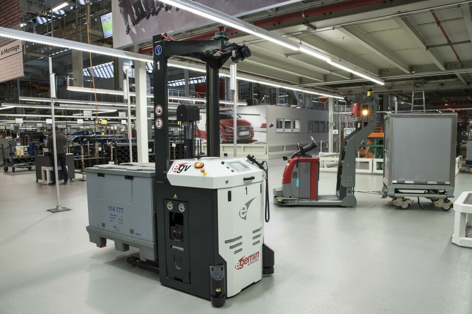 Autonomous forklifts are operating at Audi sites. Credit: Audi Autonomous forklift, Audi