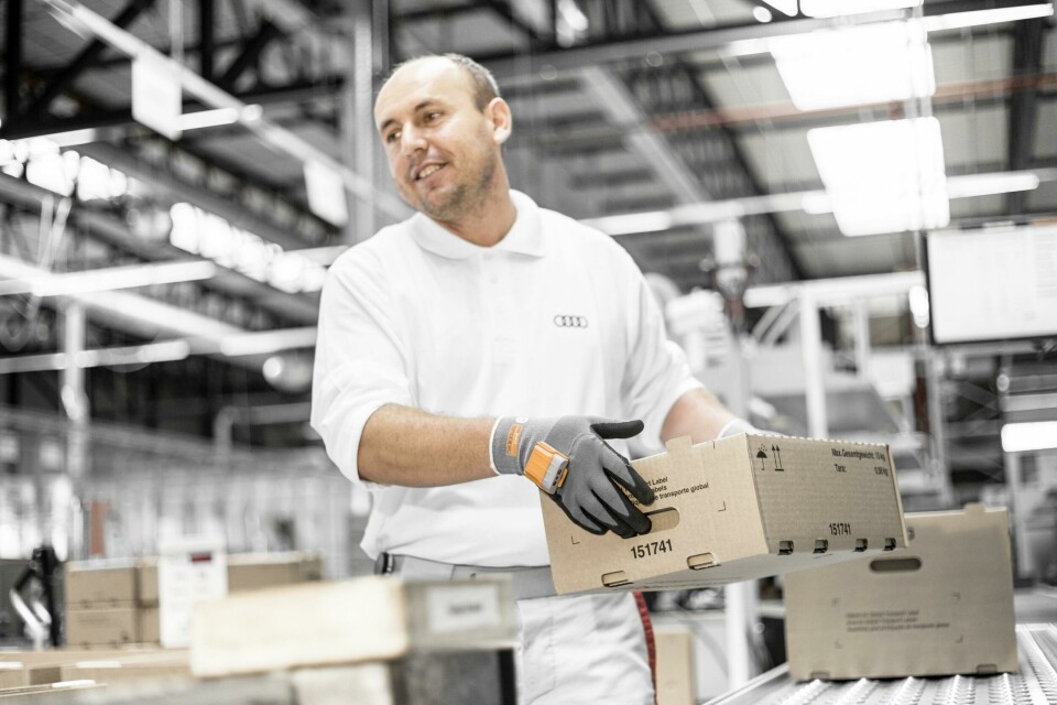 Wearable technology, such as the ProGlove used by Audi, will become more common in logistics operations. Credit: Audi Audi Wearable Technology, ProGlove