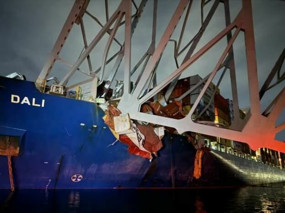 The Dali container vessel crashed into Pier 17 of the Francis Scott Key bridge in Baltimore after a power failure (credit Baltimore Fire Service) Baltimore Bridge Collapse - credit Baltimore Fire Service