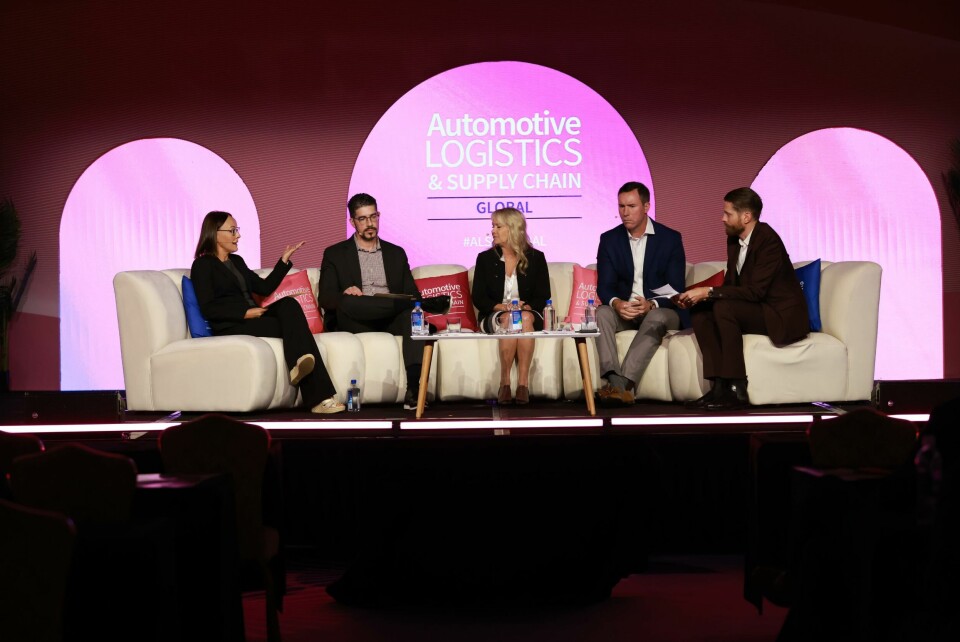 At ALSC Global 24 (from left to right): Jessica Hanson, Bosch North America; Frank Bateman, Ryder SCS; Skotti Fietsam, Accuride; Sean Leeary, DSV; Christopher Ludwig, Automotive Logistics ALSC Global 24_panel shot session 2 stream 1