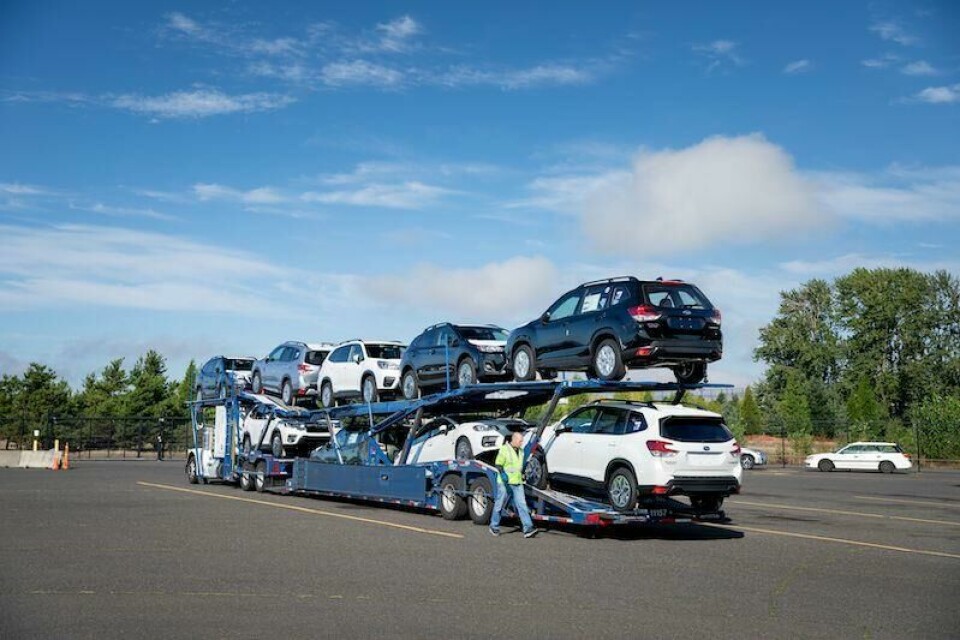 Subaru of America has an almost 50/50 split across rail and road shipping, with 52% of vehicles shipped by railway and 48% in truck volume Subaru of America imports by truck