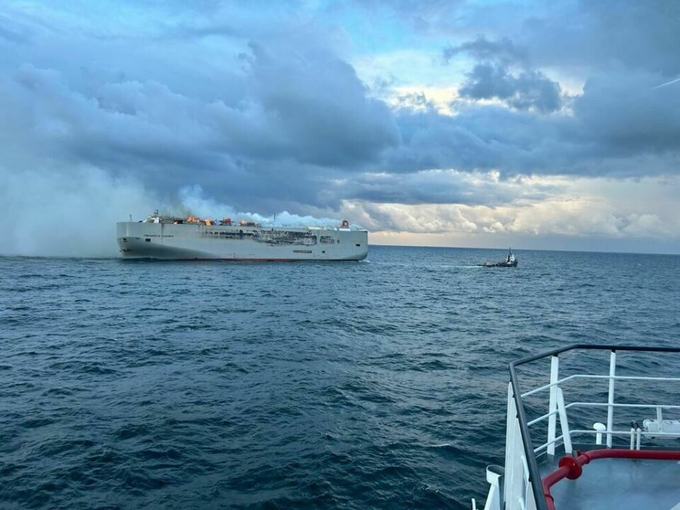 The K Line vessel, Fremantle Highway, caught fire in the North Sea, killing one member of the crew of 23 and injuring several others K Line Fremantle Highway on fire in North Sea