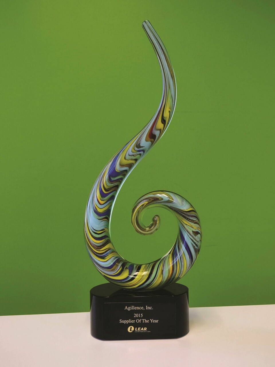 Agillence was named supplier of the year by Lear in 2015 Lear-Award-Agillece