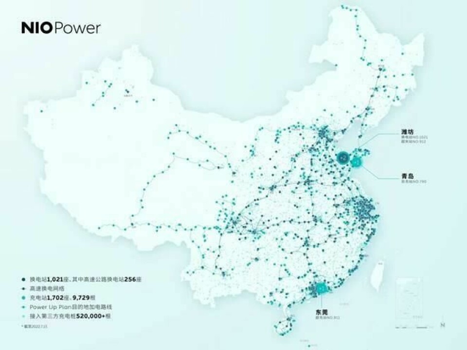 Nio’s battery swapping network in China Nio power grid image001