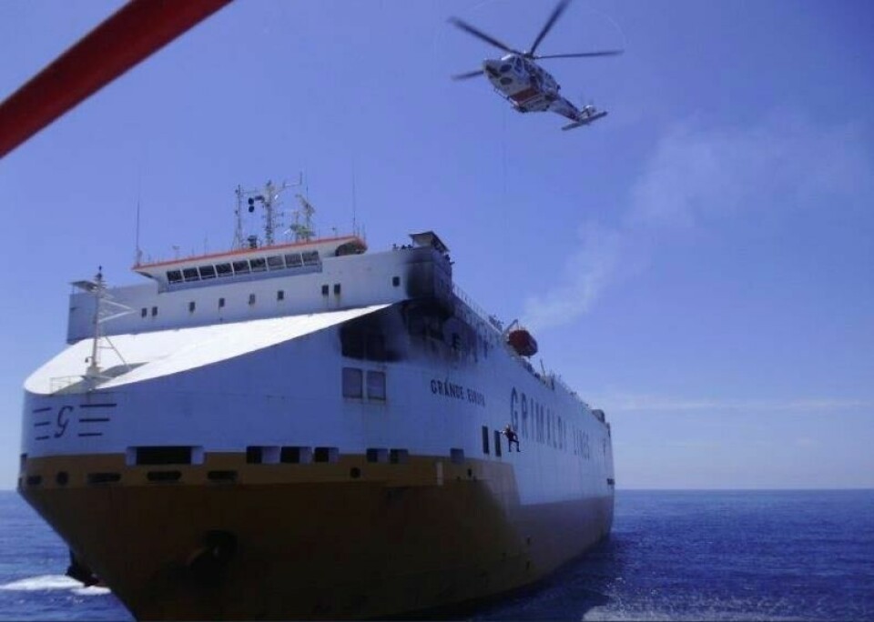 The Spanish coastguard came to the aid of the crew aboard the Grande Europa (pic courtesy of Salvamento Maritimo) Salvamento_Maritimo