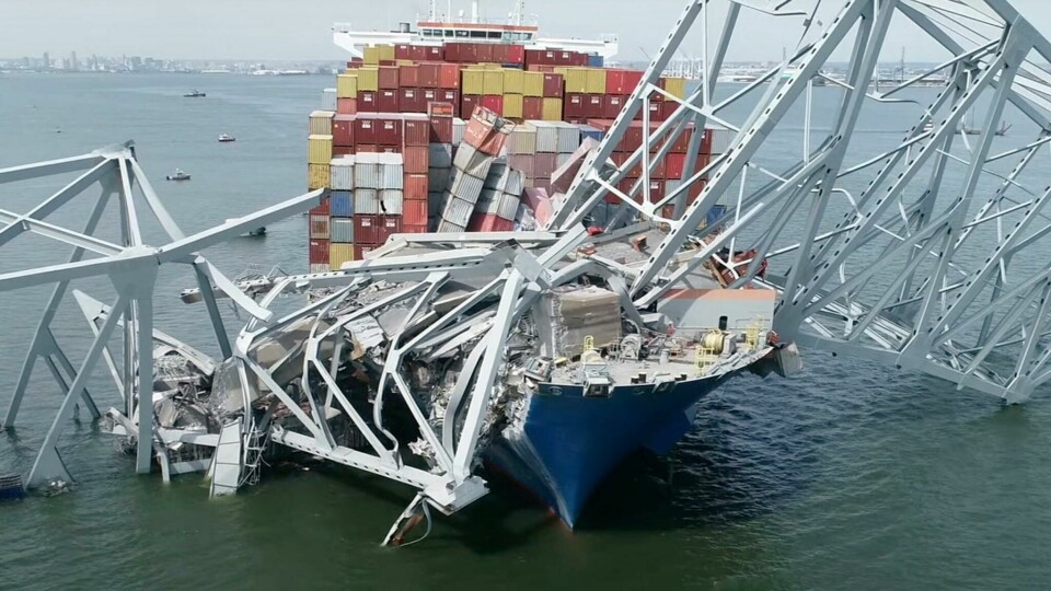 The Francis Scott Key bridge collapsed on 26 March. (Credit: NTSB via AP) skynews-baltimore-baltimore-bridge-collapse_6502875