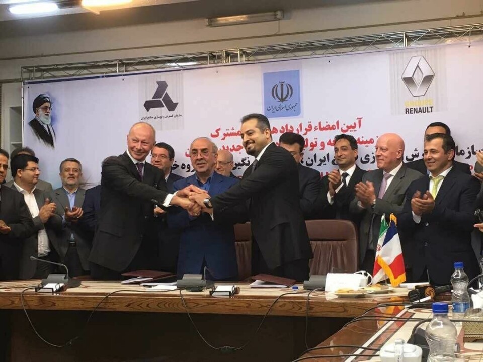 Groupe Renault signed a joint venture with Idro and NH Group in 2017, with big hopes of expanding in Iran. Credit: Renault Groupe Renault, Iran JV