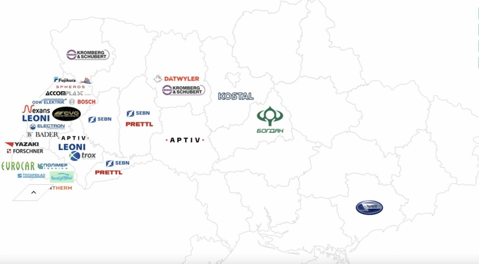 Automotive suppliers in Ukraine (map courtesy of UkraineInvest) Automotive suppliers Ukraine map_UkraineInvest