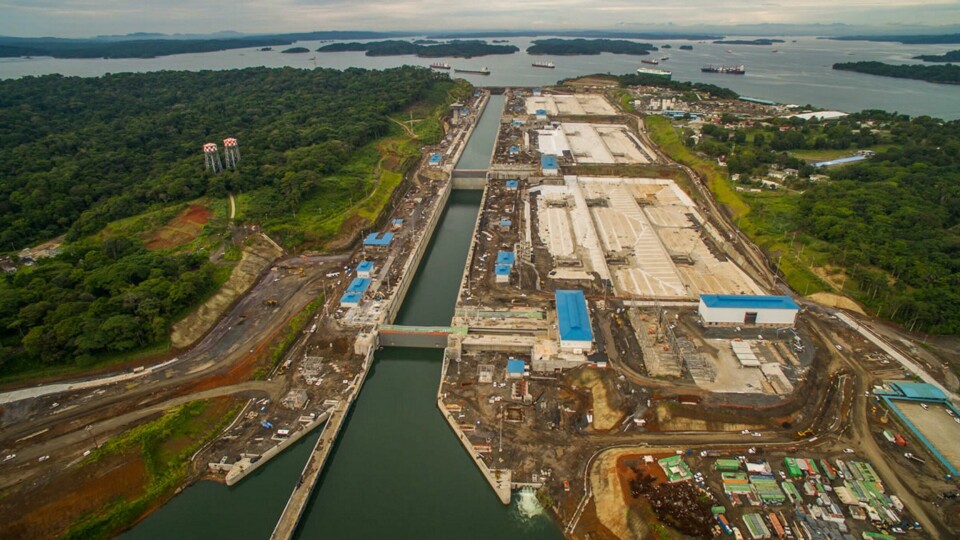 Ariel of Panama Canal locks Ariel of Locks Panama Canal