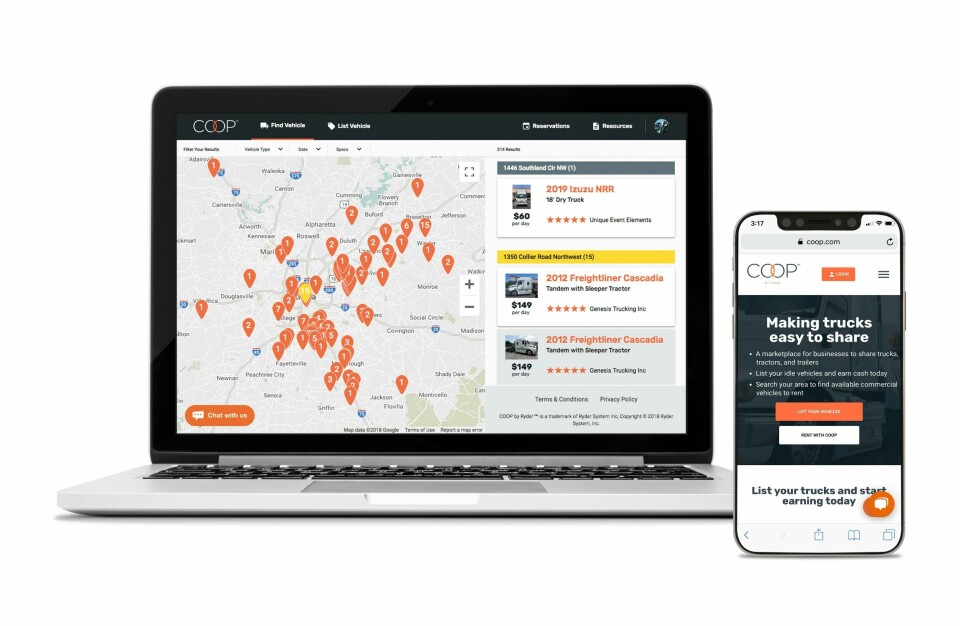 Market sharing: New rental platform for underused trucks Ryder COOP platform