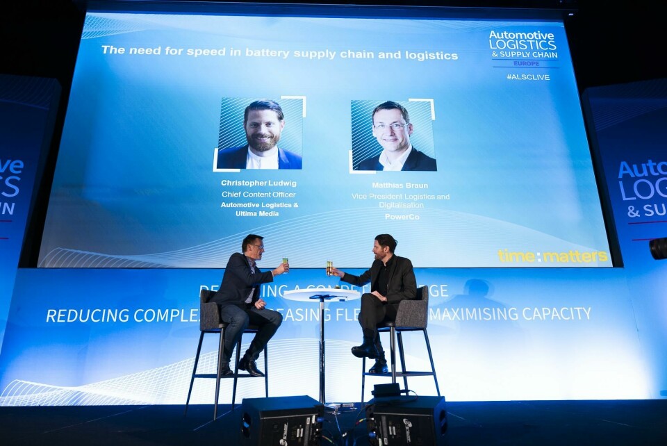 Matthias Braun, VP Logistics and Digitalisation, PowerCo launches the conference with the ’Beers and Batteries’ fireside chat ALSC Europe 2024 Matthias Braun, VP Logistics and Digitalisatio, PowerCo Beers and Batteries