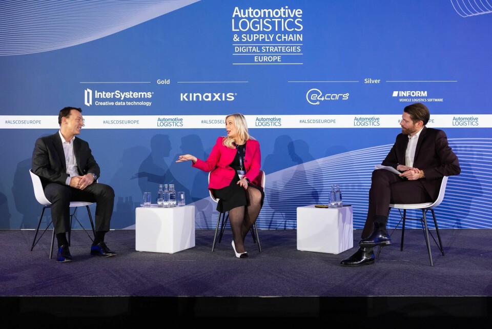 (L to R) Jean-Christophe Deville, Toyota Motor Europe; Juliana Raidt, Bosch; Christopher Ludwig, Automotive Logistics ALSC DS Europe 2024 (L to R) Jean-Christophe Deville, Toyota Motor Europe; Juliana Raidt, Bosch; Christopher Ludwig, Automotive Logistics