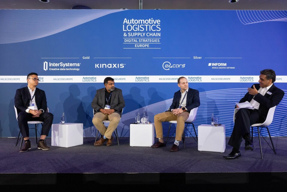 (L to R) John Torres, Mercedes-Benz; Eric Ramatchandirane, Autoliv; Leonid Yanshin, InterSystems; Riad Mannan, Automotive Logistics aLSC DS Europe 2024 (L to R) John Torres, Mercedes-Benz; Eric Ramatchandirane, Autoliv; Leonid Yanshin, InterSystems; Riad Mannan, Automotive Logistics