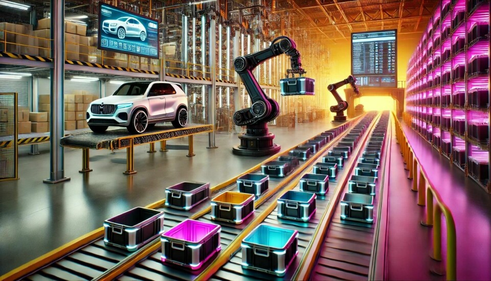 Germany’s Packaging Act is forcing OEMs to prioritise recyclability AI image of packaging in an automotive manufacturing plant