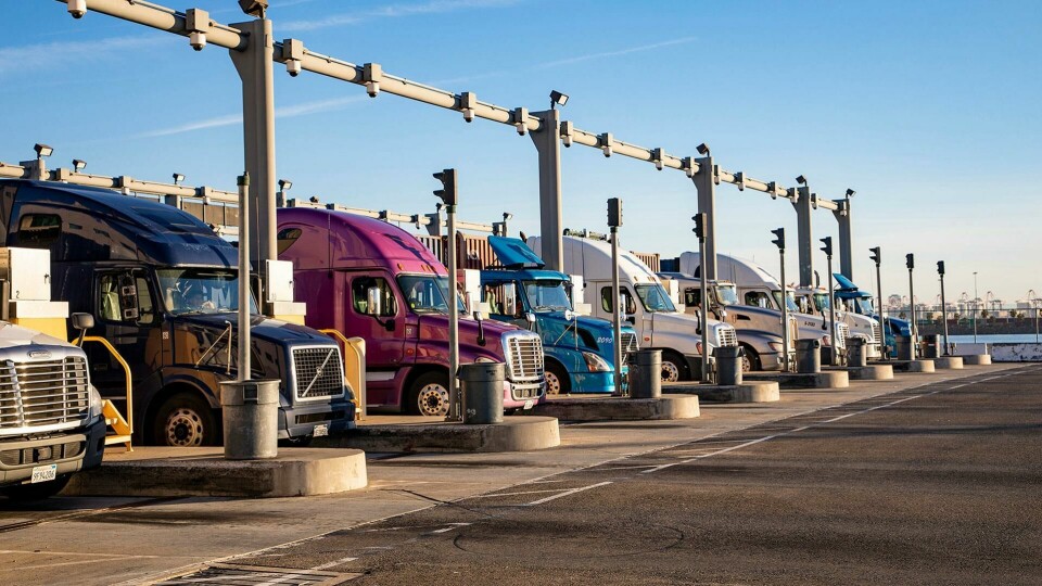 About two-thirds of all imported containers are trucked to warehouse and distribution centres from LA port PortLA_Trucks