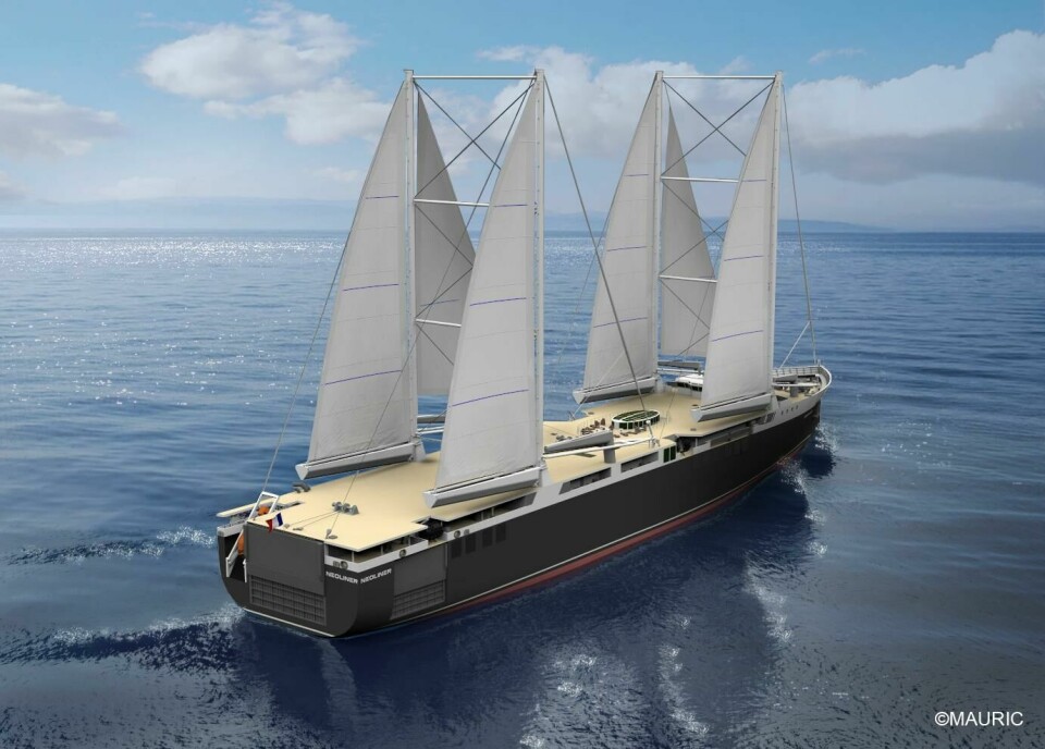 In collaboration with Neoline, Renault is seeking to introduce wind-powered ships to transport vehicles. Credit: Neoline Concept vessel, Neoline