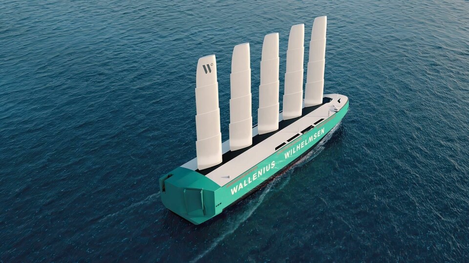 Novel technology like wind-power, as seen on Wallenius Wilhelmsen’s Orcelle Wind and the Renault-backed Neoline project (top), has a role to play, even as a niche solution Wallenius Wilhelmsen Orcelle Wind hi-res