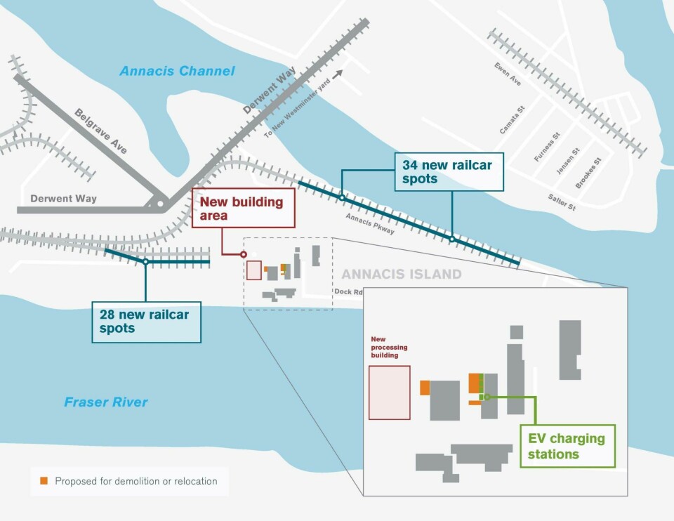 Vancouver Fraser Port Authority is working with WW Solutions to increase capacity at the Annacis vehicle terminal 2022-12-20-Map-updated-AAT-scaled