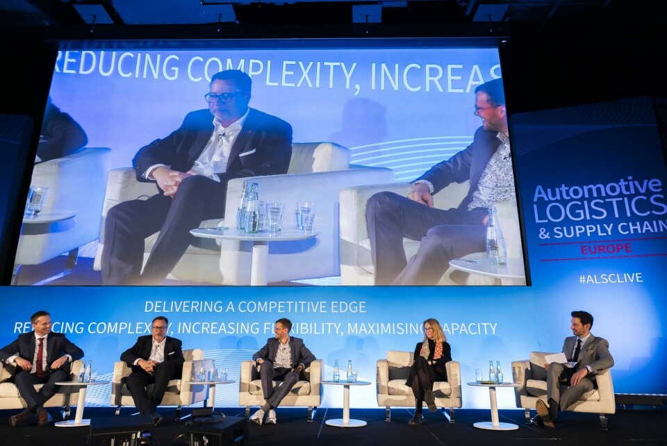 (L to R) Jaroslaw Maszczak, Senior Vice President, RPM Europe; Kay Lemcke, Chief Operating Officer, Sallaum Lines Switzerland SA; Dennis Feddern, Head of yard and Workshop Solutions, INFORM; Martina Graser, Director, MP&L, Ford Europe and Richard Logan, Senior Content Producer, Automotive Logistics & Ultima Media FRPIC_240320_ALSC_Europe_238