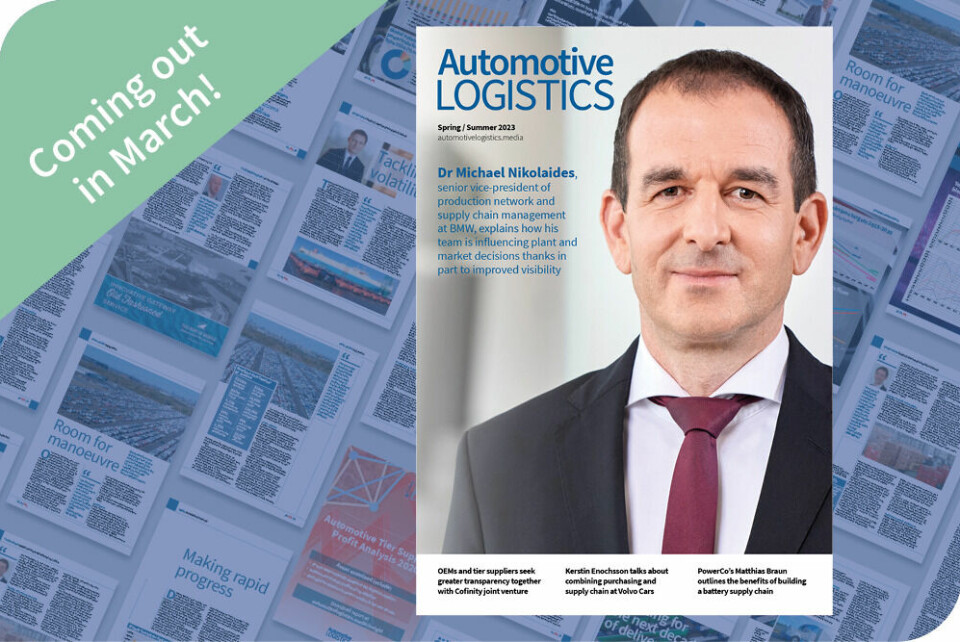 Michael Nikolaides on why logistics is a strategic advantage at BMW Automotive Logistics Spring '23 cover with BMW's Michael Nikolaides