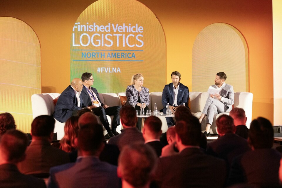 (L to R) Anu Goel, VW Group of America; Christoph Seitz, DP World; Christine Krathwohl, FreightVerify; John Perkovich, RPM; Christopher Ludwig, Automotive Logistics FVL NA 2025 (L to R) Anu Goel, VW Group of America; Christoph Seitz, DP World; Christine Krathwohl, FreightVerify; John Perkovich, RPM; Christopher Ludwig, Automotive Logistics
