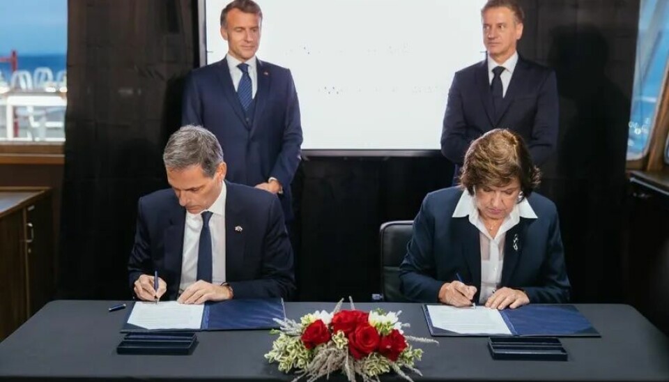 CMA CGM’s CEO Rudolphe Saadé and Nevenka Kržan head of Luka Koper sign the deal