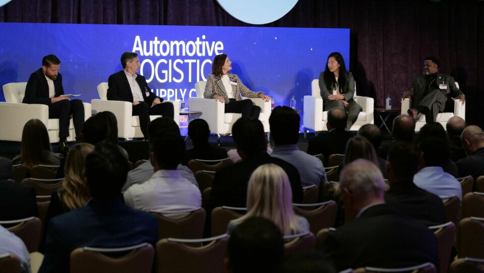 Extreme flexibility in logisticsleft to right Christopher Ludwig, Automotive Logistics; Edgard Pezzo, GM; Kelly Bysouth, IAC; Eva Ames, DSV; James Williams, Ceva Logistics Resilience_GM, IAC Group, DSV, Ceva Logistics_ALSC Global 2022