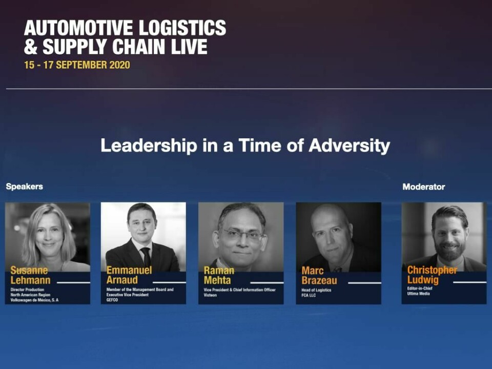 Watch: Supply chain leadership in a time of adversity Raman Mehta, chief information officer and vice-president, VisteonLeadership in a Time of Adversity with Susanne Lehmann, senior director of production North America, Volkswagen Group
Emmanuel Arnaud, member of the management board and executive vice-president, Gefco
Marc Brazeau, head of logistics, FCA North America