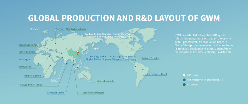Global map of Great Wall Motor’s production and R&D network as the company evaluates Spain and Hungary for its first European manufacturing plant