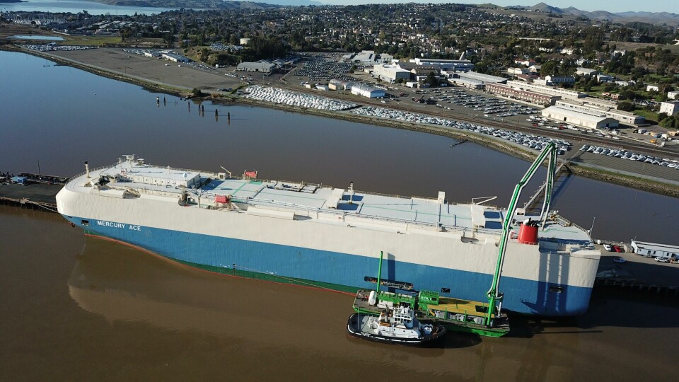 Amports is now using Stax carbon capture equipment to remove up to 99% particulate matter and 95% of nitrogen oxide (Nox) from at-berth vessels Stax operation at Benicia DJI_0018