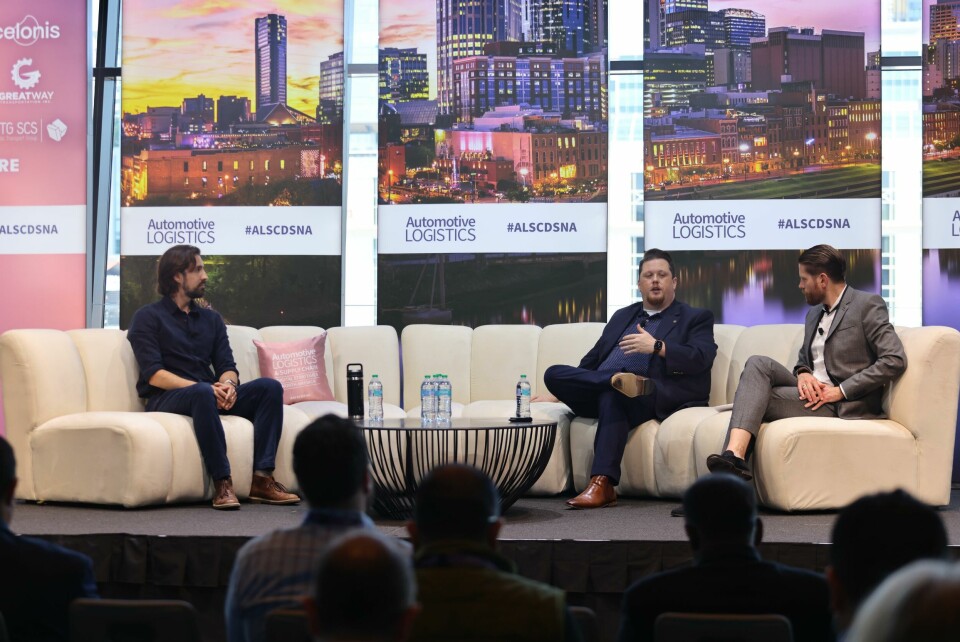 (L to R) Neil Holt, Airspace; John Rich, Mazda; and Christopher Ludwig, Automotive LogisticsDuring the panel, Holt and Rich stress the importance of robust data and human oversight. (L to R) Neil Holt, Airspace; John Rich, Mazda; and Christopher Ludwig, Automotive Logistics