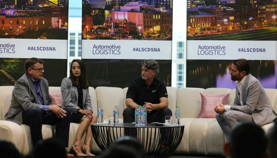 (L to R) John Godfrey, Pirelli Tire North America; Grecia Luna, Nissan; Phil York, Ford; Christopher Ludwig, Automotive Logistics