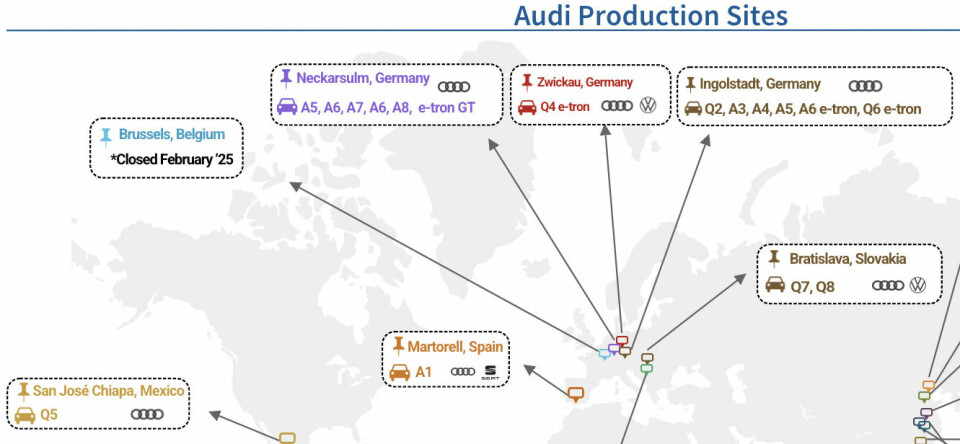 Infographic: Audi production and logistics networkClick here to find out more about Audi’s global plant and logistics footprint Audi production network snapshot