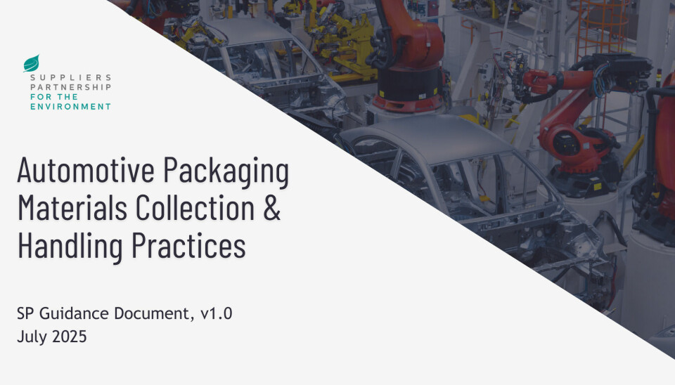 The Suppliers Partnership for the Environment is a collaboration of carmakers, including Ford, GM, Honda, Stellantis and Toyota, and their tier suppliers and packaging providers.